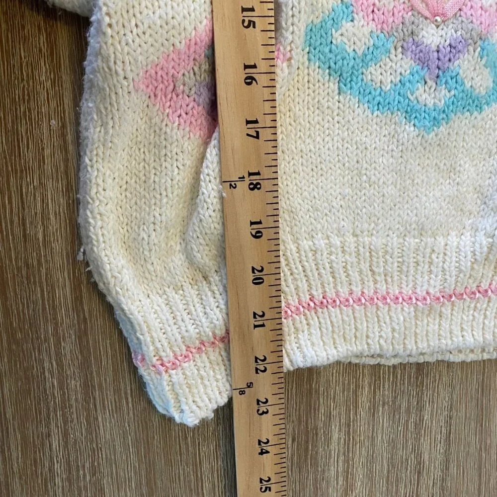 Vintage Mister Noah Sweater Multicolor Sz M Pastel Pearls Cottage Core 90's 80's - Picture 12 of 13